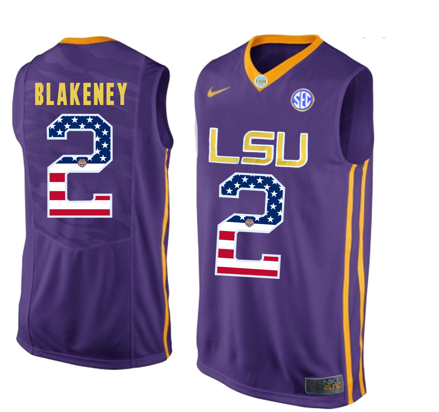 Men LSU Tigers #2 Blakeney Purple Flag Customized NCAA Jerseys->customized ncaa jersey->Custom Jersey
